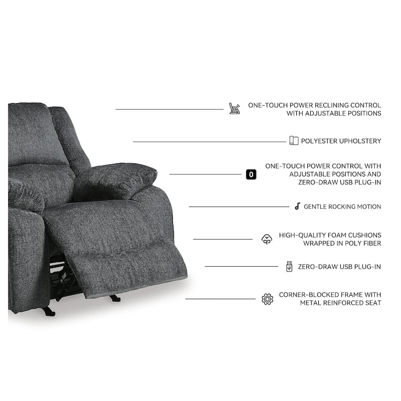 Draycoll Power Rocker Recliner, Gray