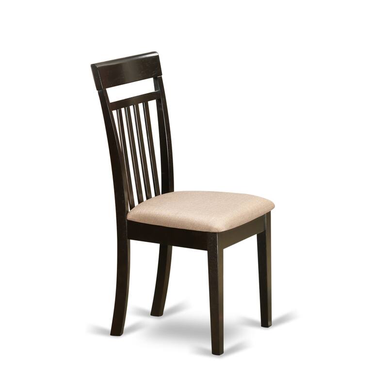 East West Furniture 5 Piece Dining Room Furniture Set- A Round Kitchen Table and 4 Dining Chairs, Cappuccino (Seat Options)