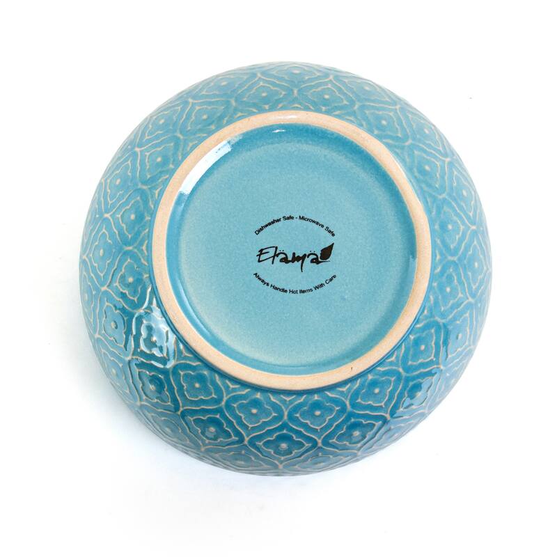 Elama Lilypad 16 Piece Round Stoneware Dinnerware Set in Aqua