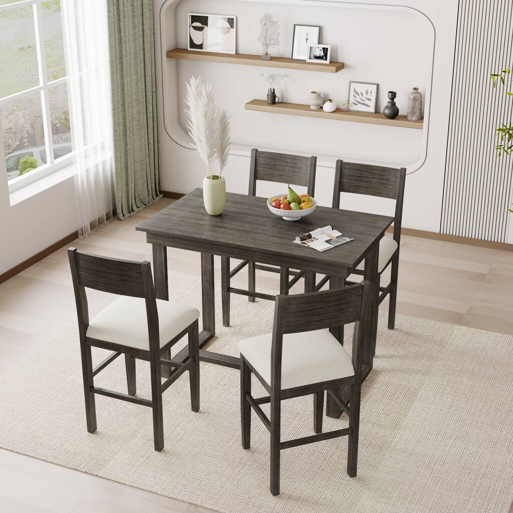 Farmhouse Counter Height 5-Piece Dining Table Set - Overstock - 37008666