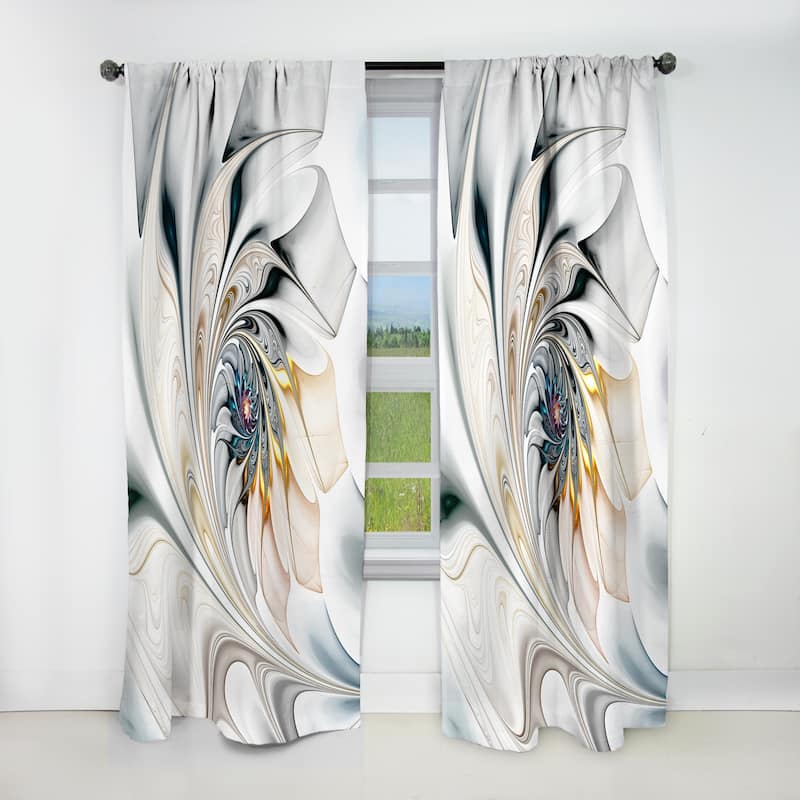 Designart 'White Stained Glass Floral' Modern Blackout Curtain Single Panel