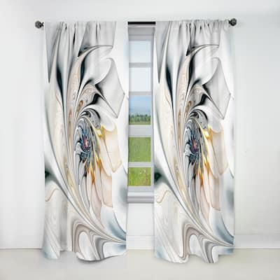 Designart 'White Stained Glass Floral' Modern Blackout Curtain Single Panel