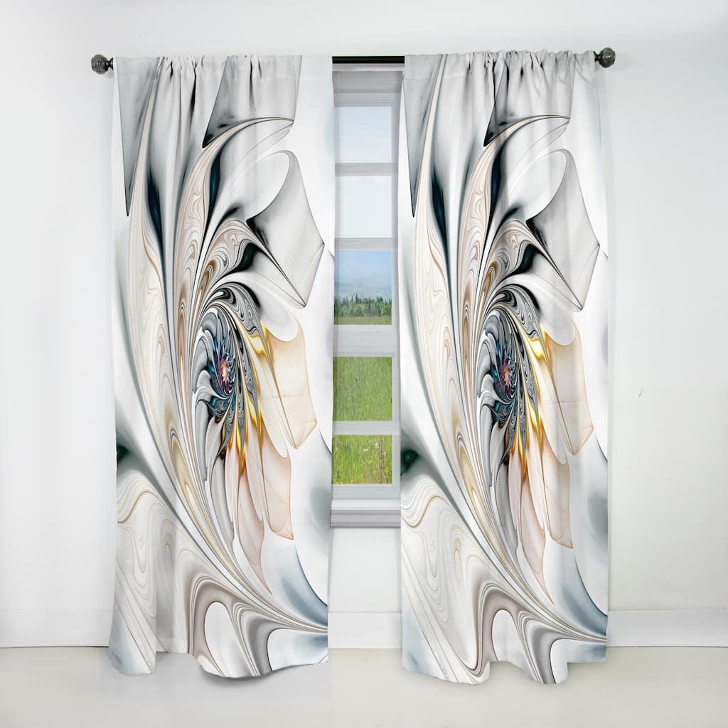 Designart 'White Stained Glass Floral' Modern Blackout Curtain Single Panel