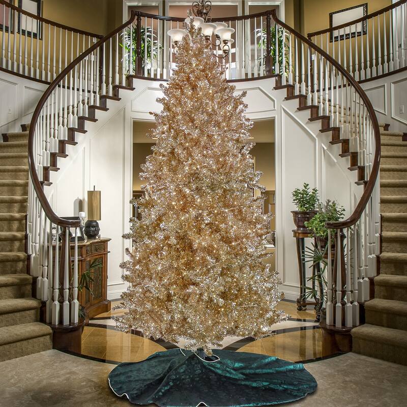 National Tree Company 9 ft. Pre-Lit Christmas Platinum Metallic Tree - 9 Foot