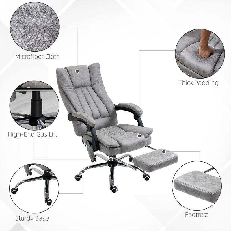 Vinsetto Massage Office Chair with 6 Points, Heated High Back Recliner with Adjustable Height, Swivel Wheels