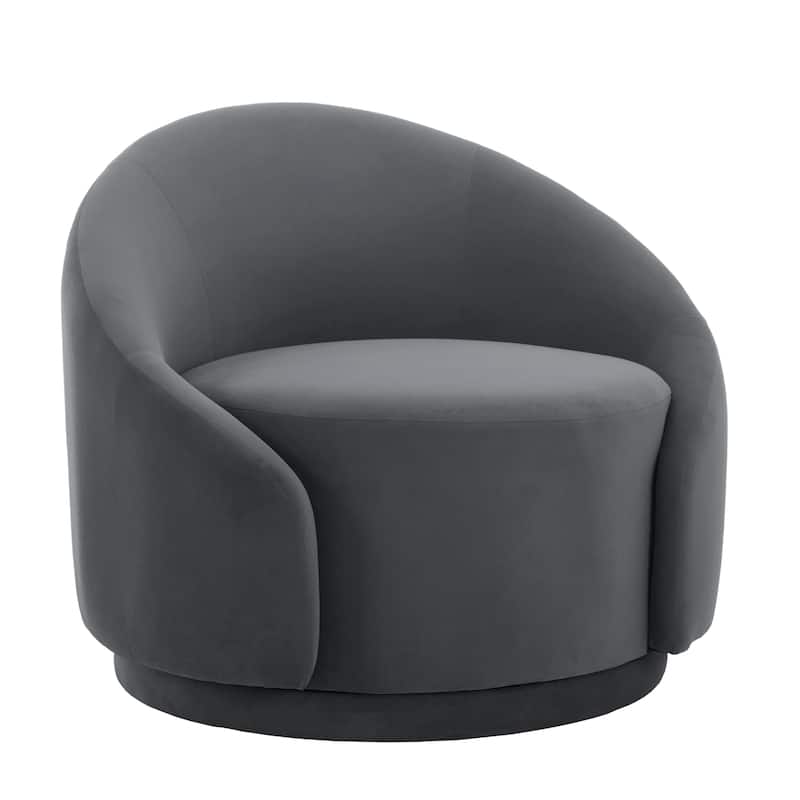 35" W Modern Upholstered Velvet/ Boucle Barrel Swivel Chair