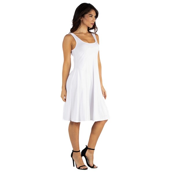 white fit and flare dress knee length