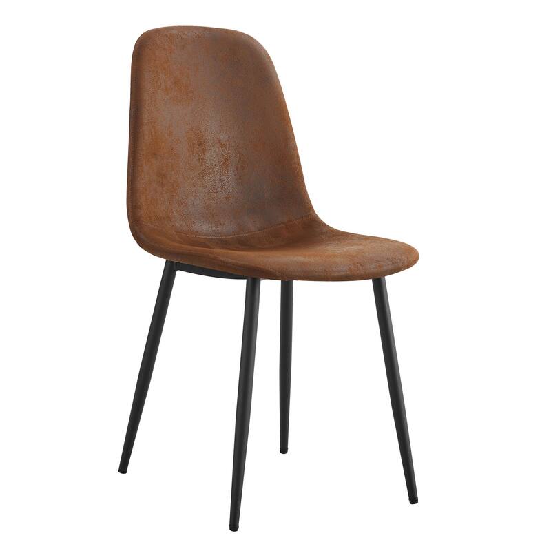 A set of 4 white PU material bow-shaped chairs - Adding fashion to minimalist and contemporary home styles