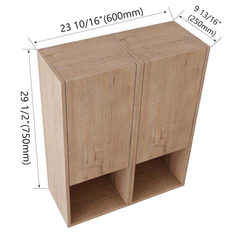 Modern Bathroom Side Cabinet with Soft-Close Door Hinges & Reversible Door, Floating Wall-Mounted Storage Cabinet