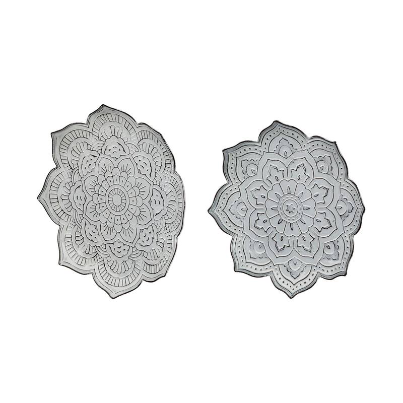 Miranda Stamped Metal Lotus Flower Wall Decor (Set of 2) - Small
