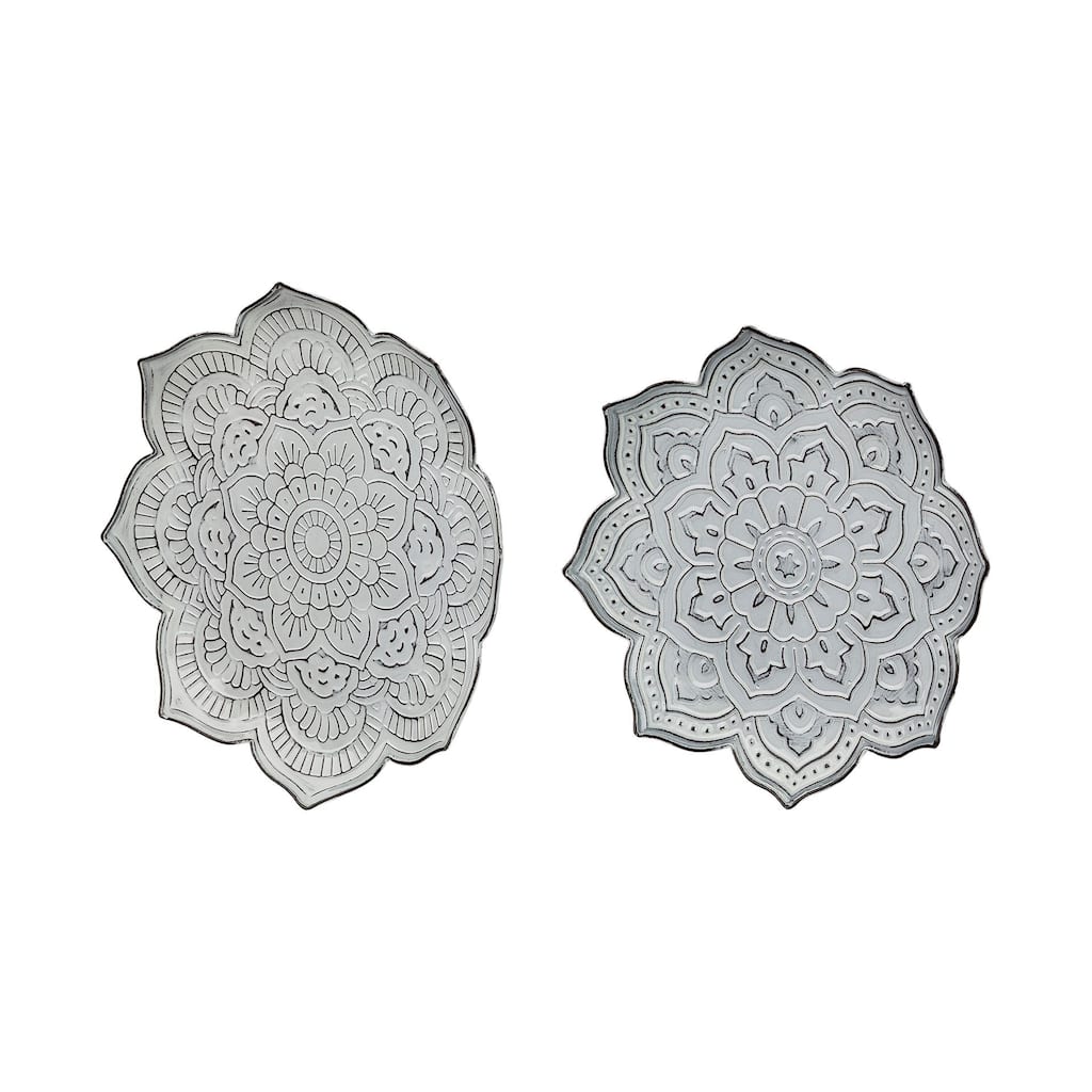 Miranda Stamped Metal Lotus Flower Wall Decor (Set of 2) - Small