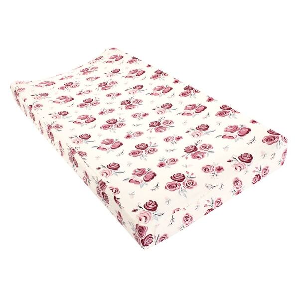 slide 1 of 1, Hudson Baby Infant Girl Changing Pad Cover, Rose, One Size - Rose Cotton - Rose