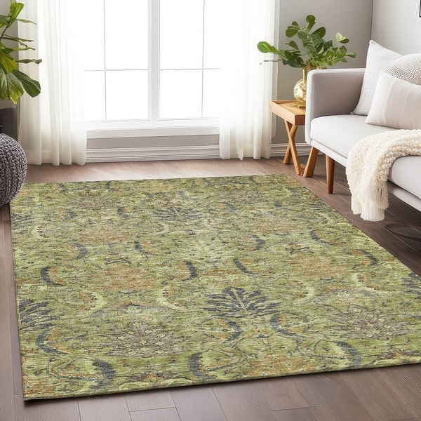 slide 2 of 137, Machine Washable Indoor/ Outdoor Boho Traditional Chantille Rug Aloe - 10' x 14'