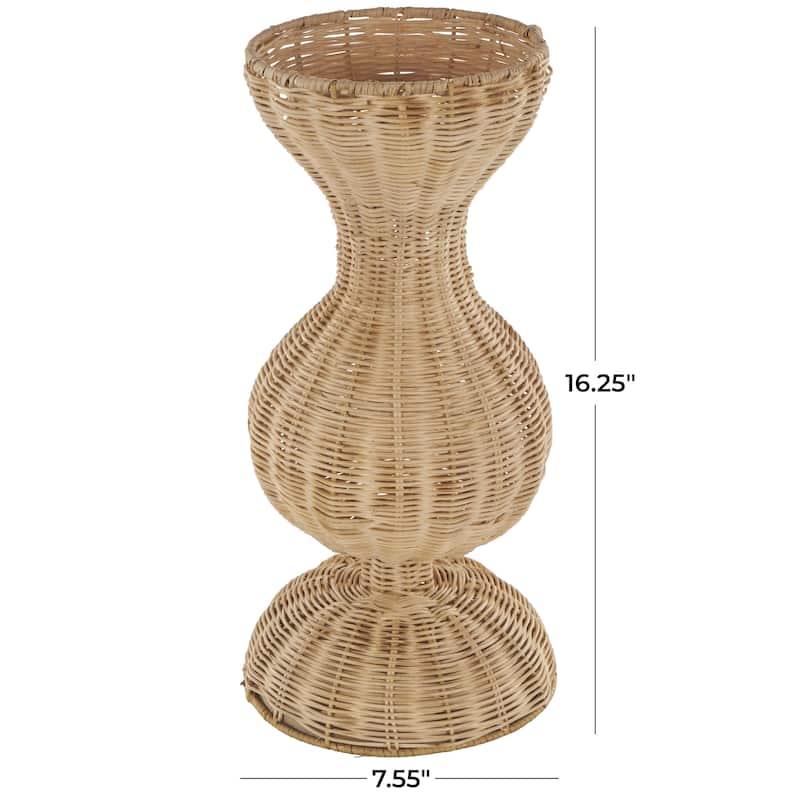 Rattan Handmade Woven Hourglass Decorative Vase with Dome Base - Brown - Roche River Decor