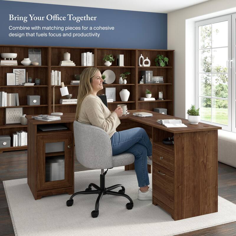 Cabot 60W L Shaped Computer Desk with Storage by Bush Furniture