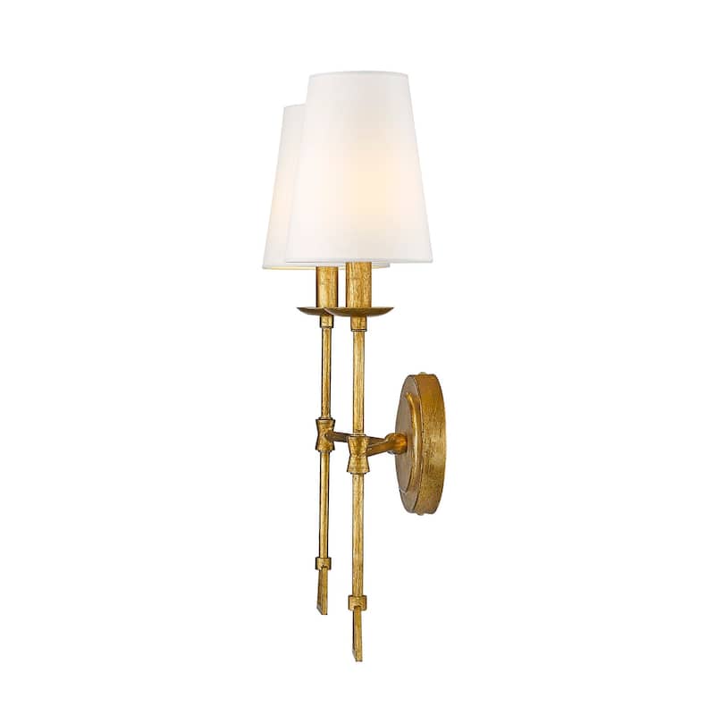 Modern Two 2-Light Wall Sconce with Shade in Antique Gold