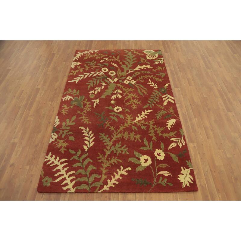 Handmade Floral Indian Area Rug 5x9 - 8' 10'' X 5' 5''