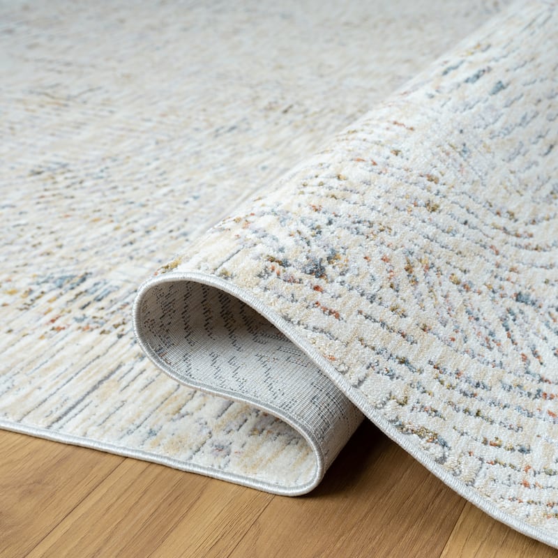 Reeves Modern Abstract Beige Performance Indoor Area Rug by Sevita
