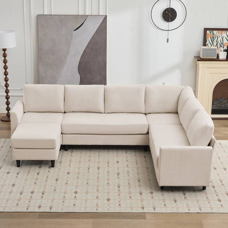 Snow Velvet Sectional Sofa