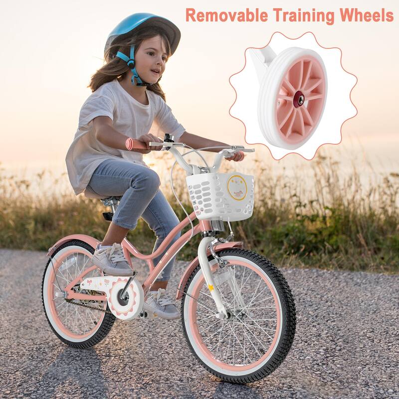 Babyjoy 18 Inch Kid Bike 95% Pre-Assembled Girls Bicycle with Training - See Details