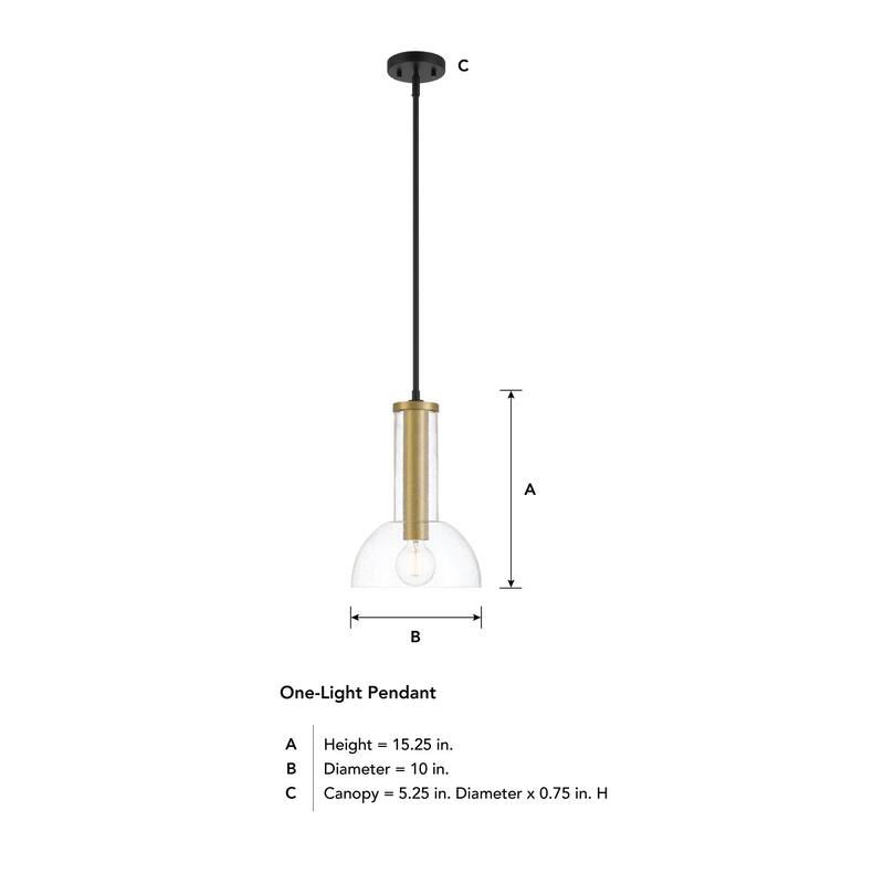 Nova 10 in. 1-Light Matte Black Modern Pendant Light