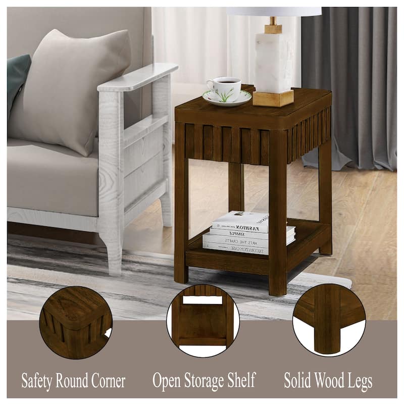 25-inch Farmhouse Side Table with Solid Wood Legs