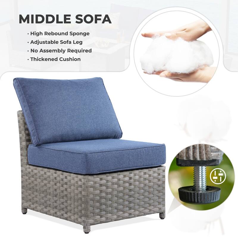 HOOOWOOO 13-piece Outdoor Wicker Patio Furniture Sectional Set with Swivel Chair