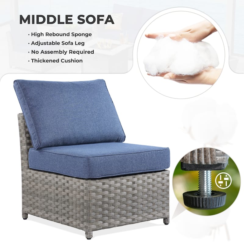 HOOOWOOO 9-piece Handwoven Wicker Patio Sectional Set with Swivel Rocking Chair