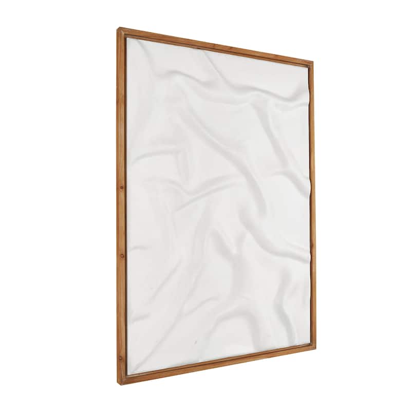 White Wood Abstract Dimensional Shaped Abstract Home Wall Decor with Brown Wooden Frame