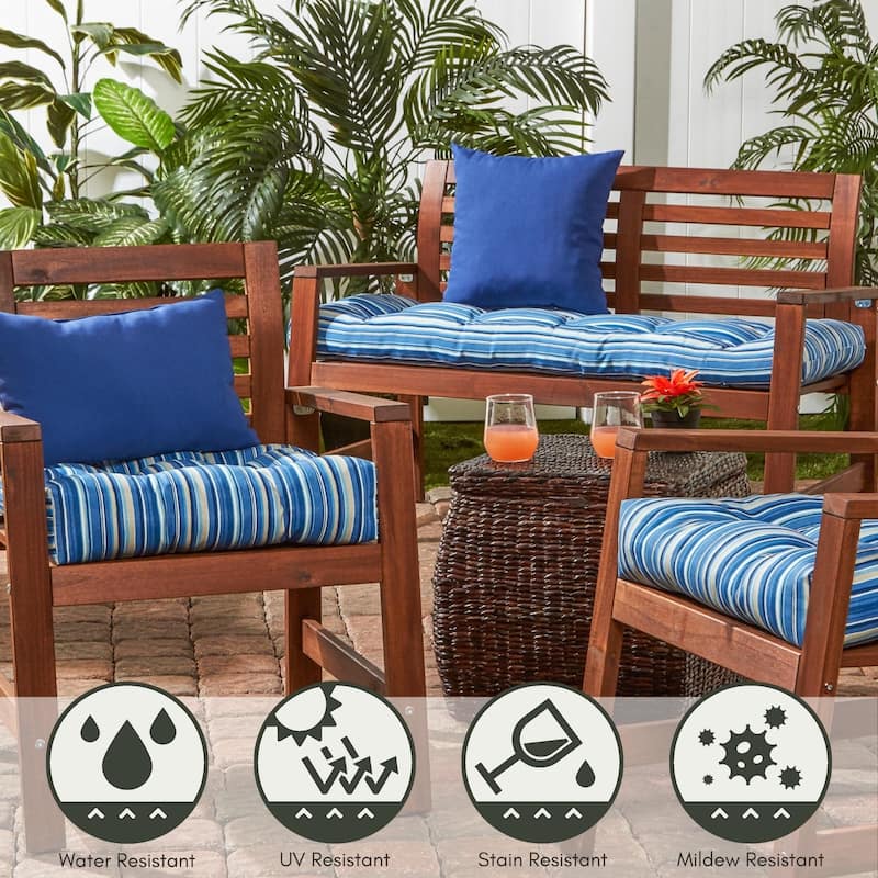 Coastal Stripe 20-inch Outdoor Chair Cushion (Set of 2)