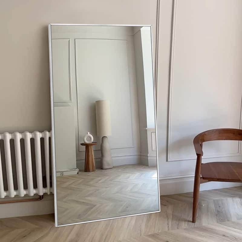 Rectangle Full Length Metal Floor Mirror Wall Mounted Mirror - 70.9X31.9 - Silver