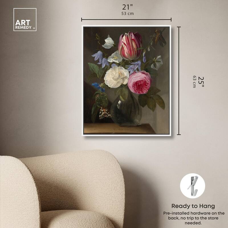 Roses and a Tulip Canvas by Art Remedy