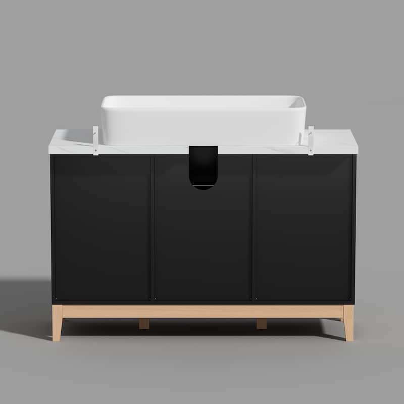 47.2" Stylish & Spacious: Modern Black Bathroom Vanity Set