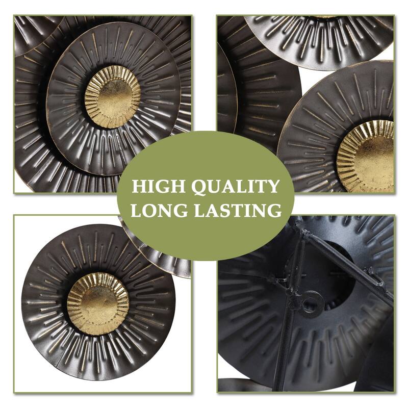 41.3" W Brown and Gold Metal Abstract Flower Wall Decor