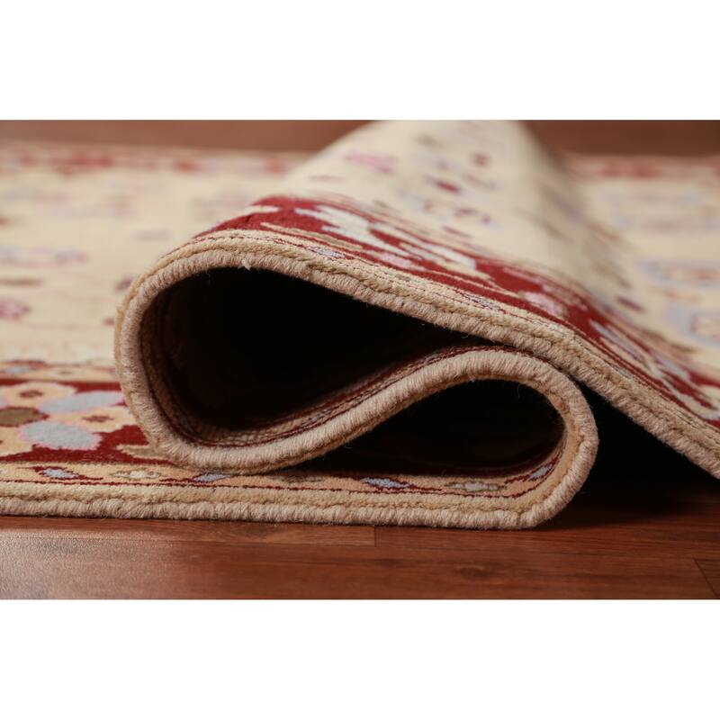 Hand Knotted Oriental 100% Wool Carpet Traditional Floral Peach Ziegler Area Rug - 7' 1'' X 5' 5''