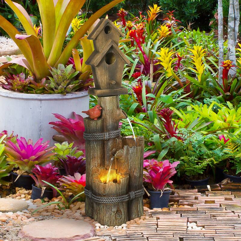 Outsunny Outdoor Fountain with Birdhouse