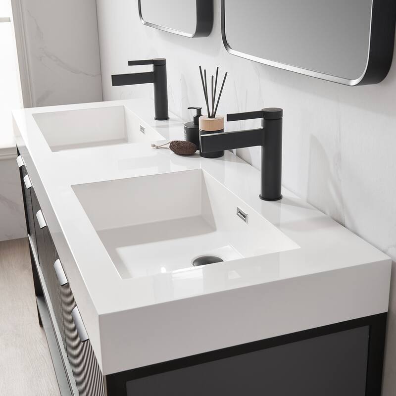 Marcilla 60 in. Double Sink Bath Vanity with Stone Sink Top