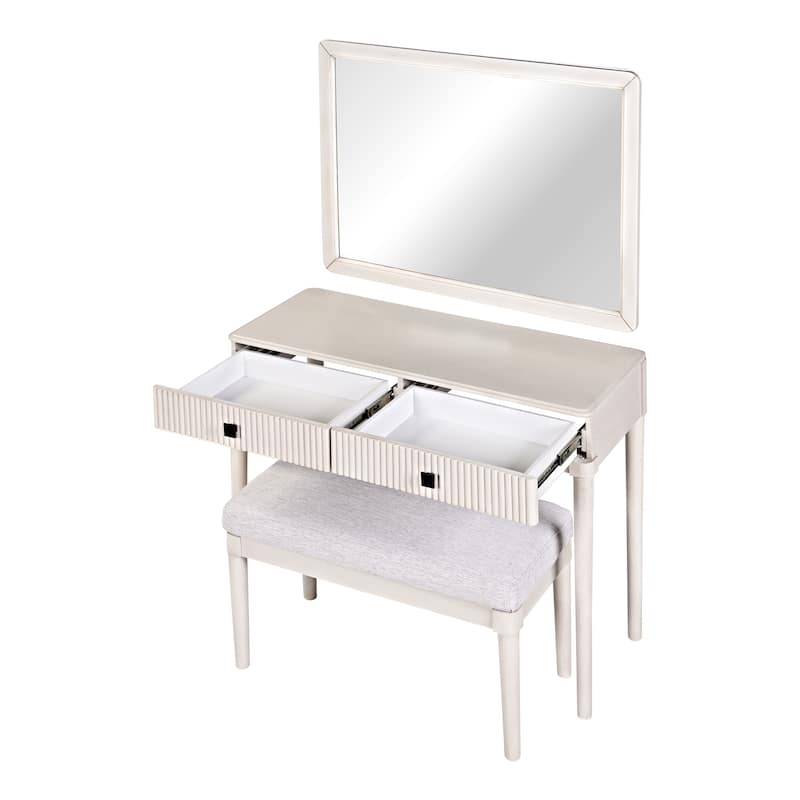 Adult Makeup Table Set, Modern Vanity Desk with Mirror and Stool