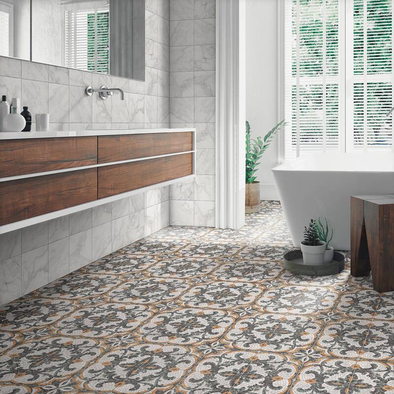 Merola Tile Versailles Mosaico Palace 7-7/8" x 7-7/8" Porcelain Floor and Wall Tile - Case (25 Tiles)