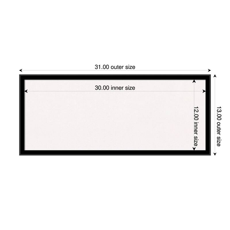 Incline Black Wood Framed Cork Board - Bulletin Board, Organization Board, Pin Board - White - 31 x 13 in