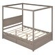 preview thumbnail 22 of 25, Full Size Wood Canopy Bed with 2 Drawers - Modern Design for Stylish Bedrooms, Brushed White/Brown/Grey