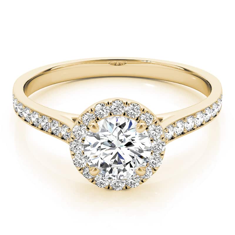 Auriya 14k Yellow Gold Lab Grown Round Diamond Halo Engagement Ring 0.50 to 5.00 ct. tw. (F-G VS)