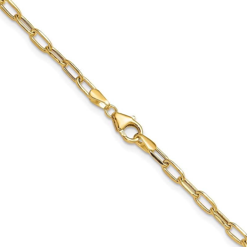 Curata 14k Yellow Gold 3mm Semi solid Beveled Paperclip Chain BraceletOptions: 7" 8"