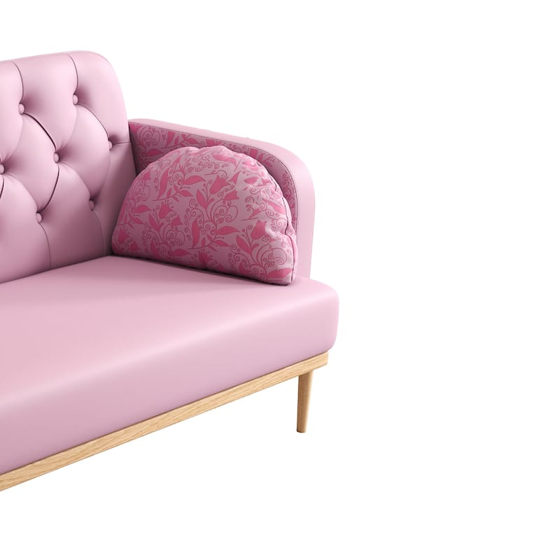 Upholstered Armsofa with Tulip Pattern, Chic Loveseat with Dumpling Shaped Pillows, Accent Sofa Couch with Button Design