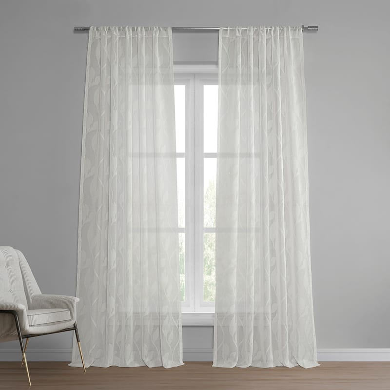 Exclusive Fabrics Avignon Vine Patterned Faux Linen Sheer Curtain (1 Panel) - 50 X 84