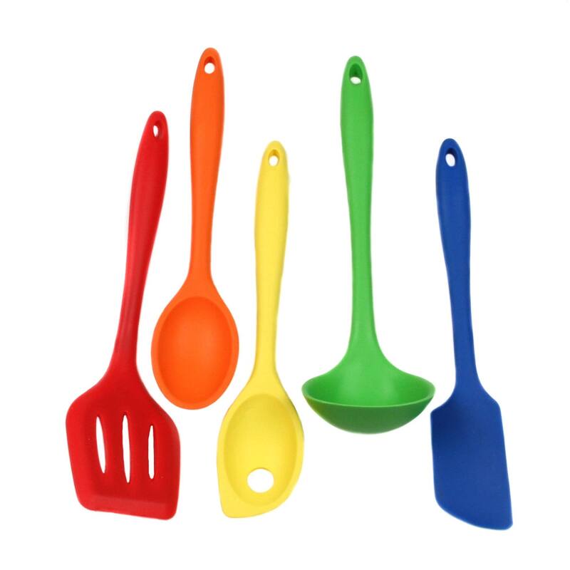 Chef Craft 5 Piece Premium Silicone Kitchen Tool and Utensil Set - Assorted Colors