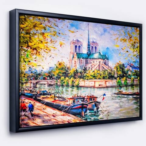 Designart "Notre Dame Paris" Landscape Art Print Framed Canvas