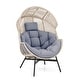preview thumbnail 3 of 16, Gymax Wicker Stationary Egg Chair Lounge Basket Sofa Chair w/ Grey
