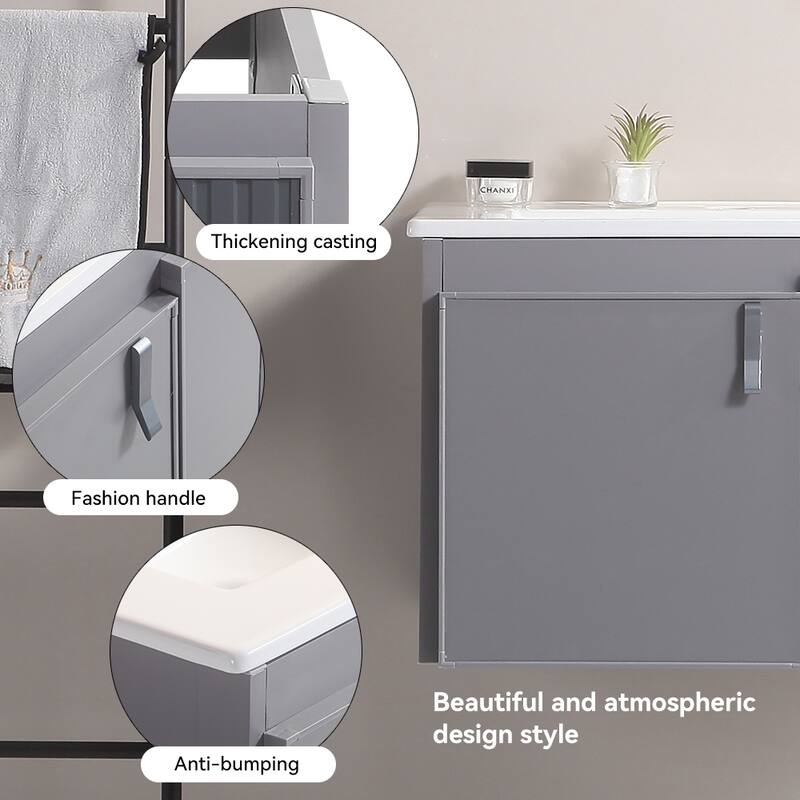 24" Wall Mounted Bathroom Vanity with Sink and Asymmetric Chic Doors