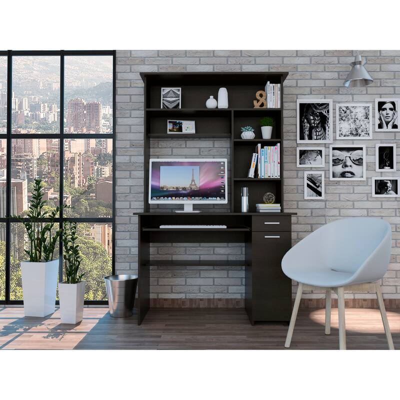 Aberdeen 2-Drawer 7-Shelf Computer Desk with Hutch